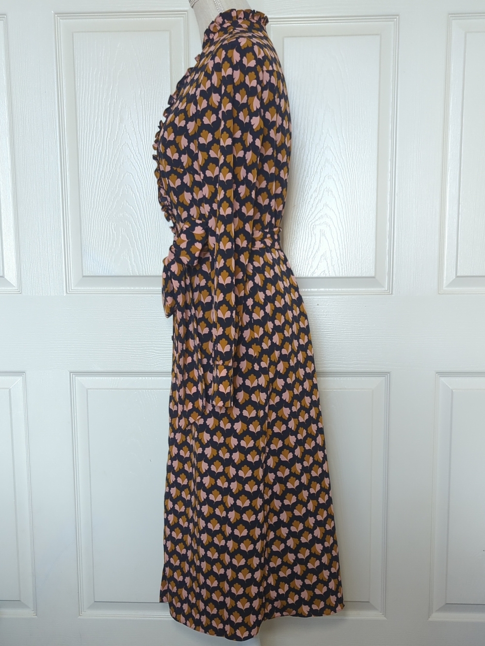Boden Navy Oak Leaf Clover Long Sleeve Shirt Dress - Picture 8 of 12